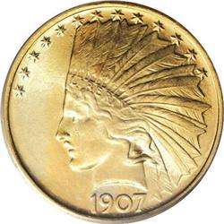 1907 $10 No Periods MS64 PCGS