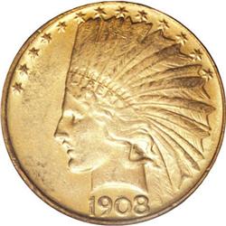 1908 $10 No Motto MS63 PCGS