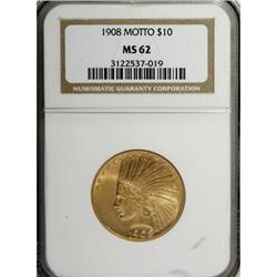 1908 $10 Motto MS62 NGC