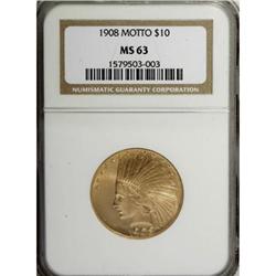 1908 $10 Motto MS63 NGC