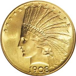 1908 $10 Motto MS64 NGC
