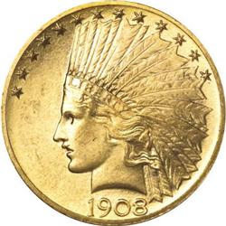 1908 $10 Motto MS65 PCGS