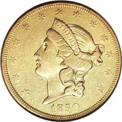 1850 $20 AU50 NGC