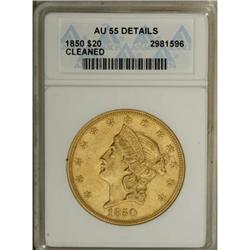 1850 $20--Cleaned--ANACS. AU55 Details