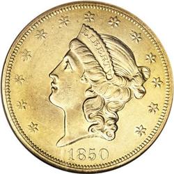 1850 $20 AU58 NGC