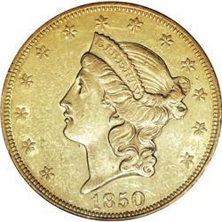1850 $20 AU58 NGC