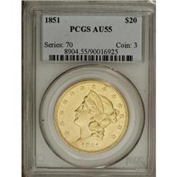 1851 $20 AU55 PCGS
