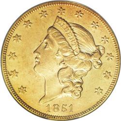 1851-O $20 AU53 PCGS