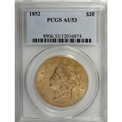 1852 $20 AU53 PCGS