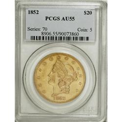 1852 $20 AU55 PCGS