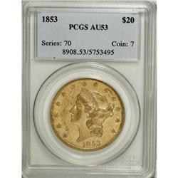 1853 $20 AU53 PCGS