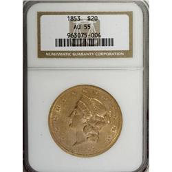 1853 $20 AU55 NGC