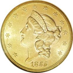 1855-S $20 AU55 NGC