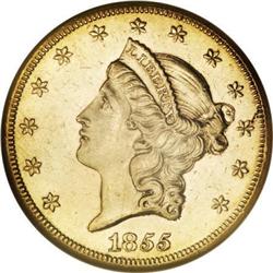 1855-S $20 AU58 NGC