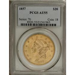 1857 $20 AU55 PCGS