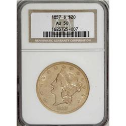 1857-S $20 AU50 NGC