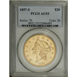 1857-S $20 AU53 PCGS