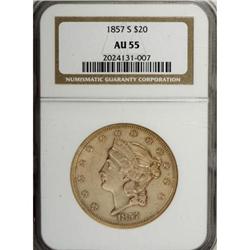 1857-S $20 AU55 NGC