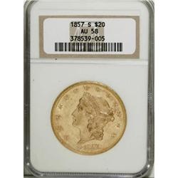 1857-S $20 AU58 NGC