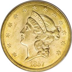 1857-S $20 MS63 PCGS