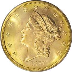 1857-S SSCA $20 MS64 PCGS