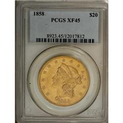 1858 $20 XF45 PCGS