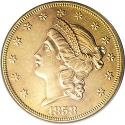 1858-O $20--Whizzed--NCS. AU Details