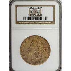 1858-S $20 XF40 NGC