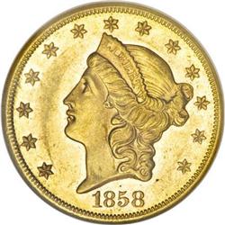 1858-S $20 AU58 NGC