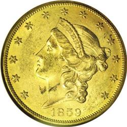 1859-S $20 AU58 NGC