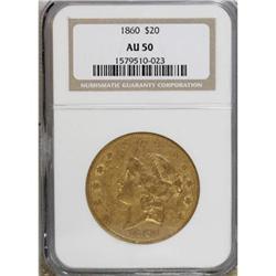1860 $20 AU50 NGC