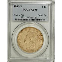 1860-S $20 AU50 PCGS