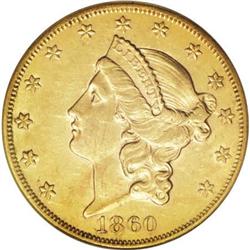 1860-S $20 AU50 PCGS