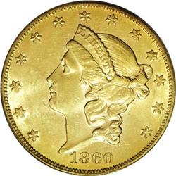 1860-S $20 AU58 PCGS