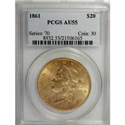 1861 $20 AU55 PCGS