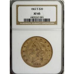 1862-S $20 XF45 NGC