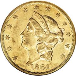 1864 $20 AU53 NGC