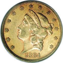 1864 $20 AU55 PCGS