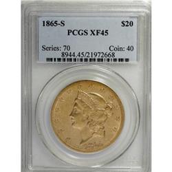 1865-S $20 XF45 PCGS