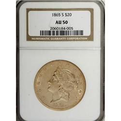 1865-S $20 AU50 NGC