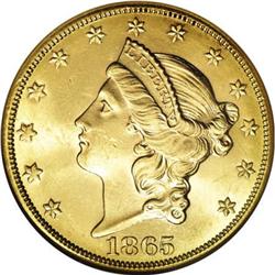 1865-S $20 MS62 NGC