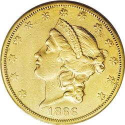 1866-S $20 No Motto AU50 NCS