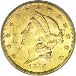 1866 $20 AU58 PCGS