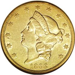 1866-S $20 Motto AU53 NGC