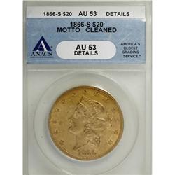 1866-S $20 Motto AU53 ANACS