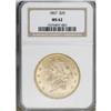 Image 3 : 1867 $20 MS62 NGC
