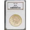 Image 3 : 1867 $20 MS62 NGC
