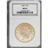 Image 3 : 1867 $20 MS62 NGC