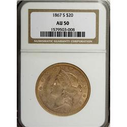 1867-S $20 AU50 NGC