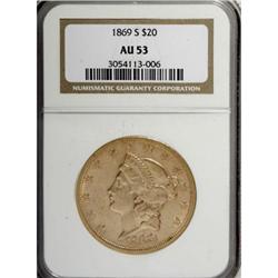 1869-S $20 AU53 NGC